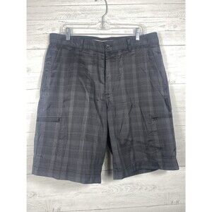 Greg Norman men's golf shorts size 34 chino flat front hybrid plaid casual